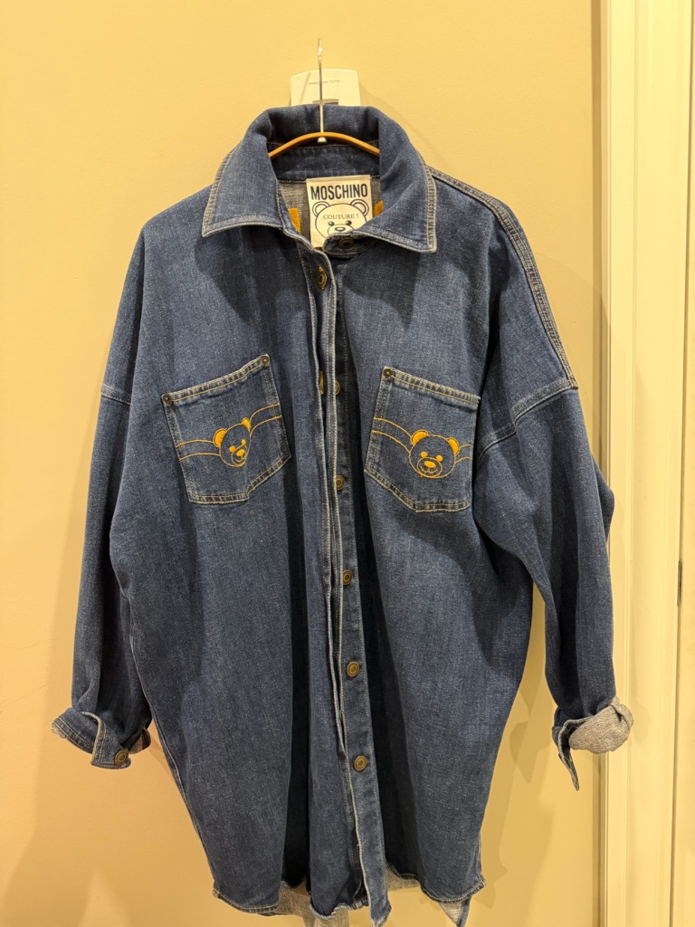 Moschino  Blue Denim Jacket with Embroidered Pockets